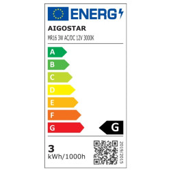 Żarówka LED MR16 3W 3000K 250lm z białą obudową i dwoma pinami trzonka