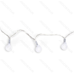 Lampa sznurkowa 100 LED w mlecznych kulkach multikolor z przeźroczystym kablem i pojemnikiem na baterie