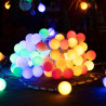 Lampa sznurkowa 100 LED w mlecznych kulkach multikolor z przeźroczystym kablem i pojemnikiem na baterie