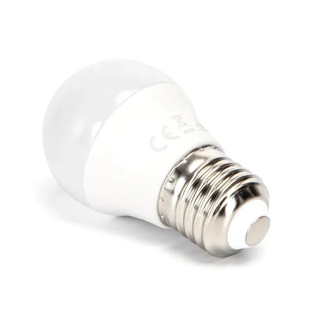 Żarówka LED G45 z gwintem E27, biały plastikowy korpus i mleczna bańka