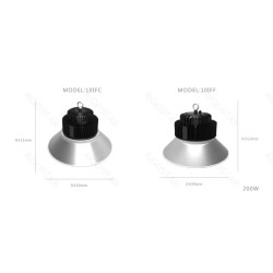 Lampa przemysłowa LED 200W czarna aluminiowa z szerokim kloszem