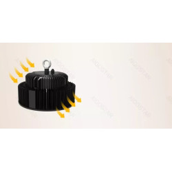 Lampa przemysłowa LED 200W czarna aluminiowa z szerokim kloszem