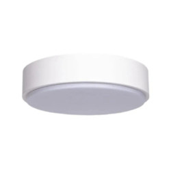 biała okrągła lampa sufitowa LED 12W z mlecznym kloszem