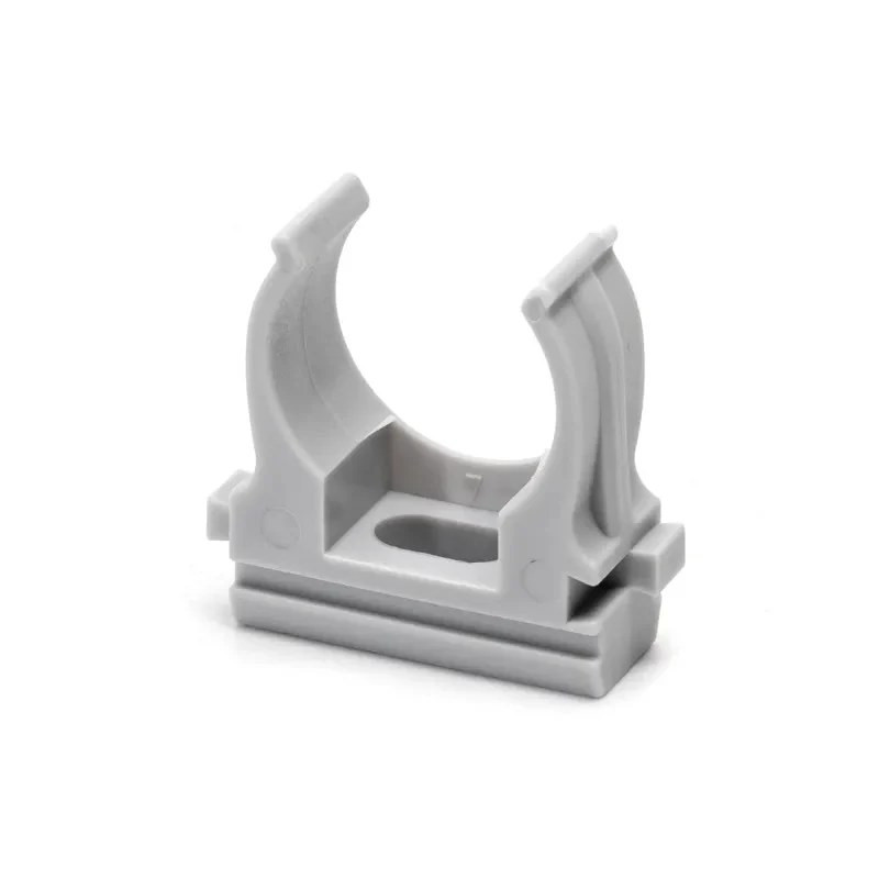 Szary zacisk do rur PVC w kształcie litery U, średnica 20 mm