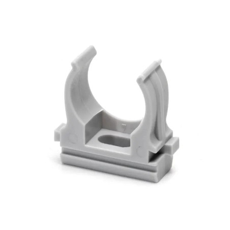 Szary zacisk do rur PVC w kształcie litery U, średnica 20 mm