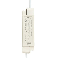 biały zasilacz LED Aigostar 50W z kablem, prostokątny kształt, oznaczenia techniczne na obudowie