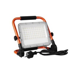 naświetlacz LED 50W w szarej obudowie z przewodem i wtyczką