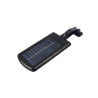 Czarna lampa solarna LED 10W z czujnikiem ruchu i pilotem, widok z przodu i tyłu