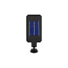 czarna lampa solarna LED z panelem i czujnikiem ruchu oraz pilotem