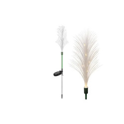 Lampa solarna LED 80 cm z czarno-srebrnym stelażem i białymi włóknami świetlnymi