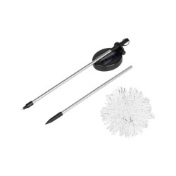 Lampa solarna LED z przezroczystym kloszem w kształcie dmuchawca na wbijanym stojaku z panelem solarnym