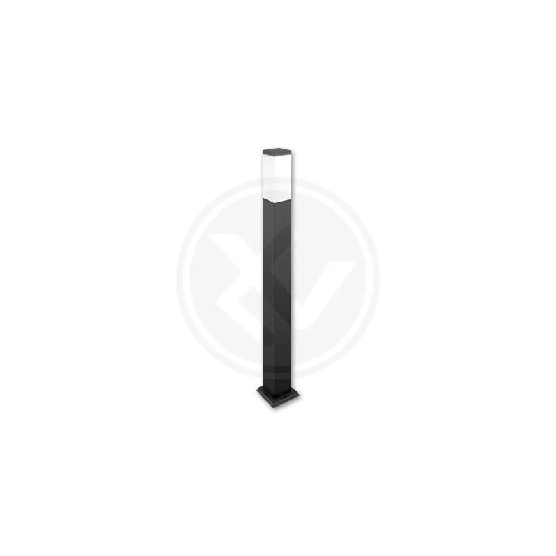 czarna lampa ogrodowa słupek 80 cm z białym kwadratowym kloszem