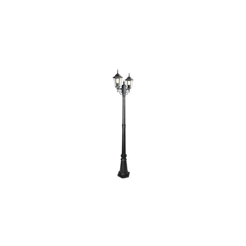 lampa stojąca ogrodowa z dwoma kloszami, czarna, wysokość 237,5 cm