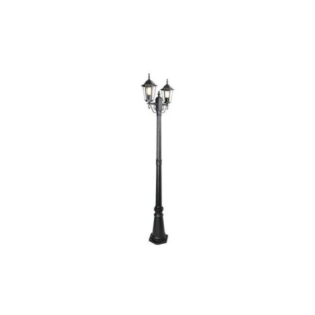 lampa stojąca ogrodowa z dwoma kloszami, czarna, wysokość 237,5 cm