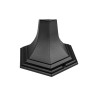 Czarna stojąca lampa ogrodowa z przezroczystym kloszem i widoczną żarówką