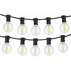 Czarna girlanda LED z 20 przezroczystymi kulistymi żarówkami LED