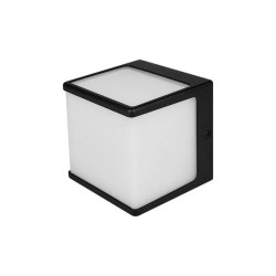 Czarna oprawa Cube-2 sześcian z białym kloszem, widok pod kątem