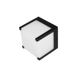 czarna oprawa zewnętrzna Cube-1 w kształcie sześcianu z białym dyfuzorem