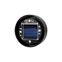 Lampa solarna LED w kształcie białej kuli na czarnym stojaku z grotem