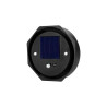 czarno-biała lampa solarna LED ogrodowa z wbijaną podstawą i kulistym białym kloszem