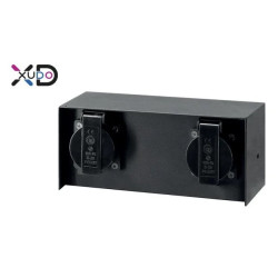 Czarne podwójne gniazdo elewacyjne 230V IP44 stal nierdzewna model XD-QA111B