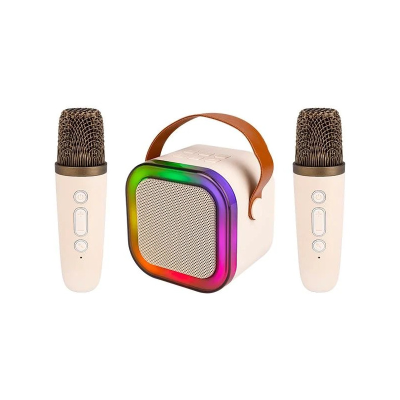 Beżowy głośnik Bluetooth 3W z kolorowym podświetleniem i dwoma mikrofonami