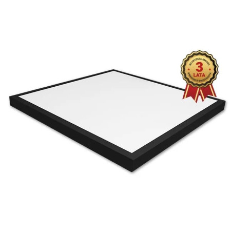 czarny natynkowy panel LED 600x600 mm na białym tle
