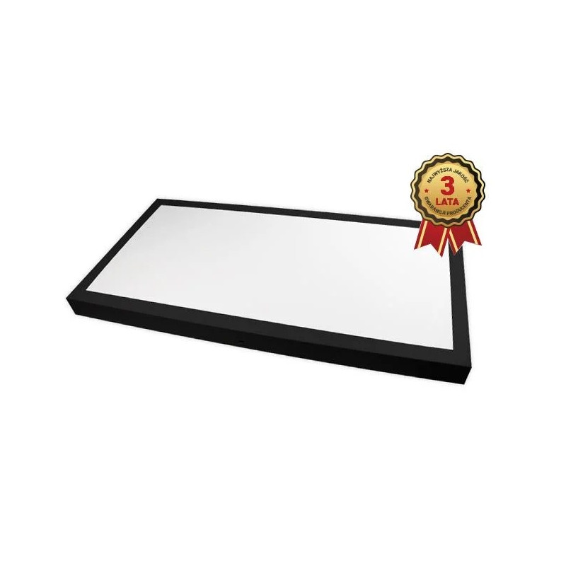 Panel LED natynkowy o czarnej ramce i prostokątnym kształcie 300x600 mm