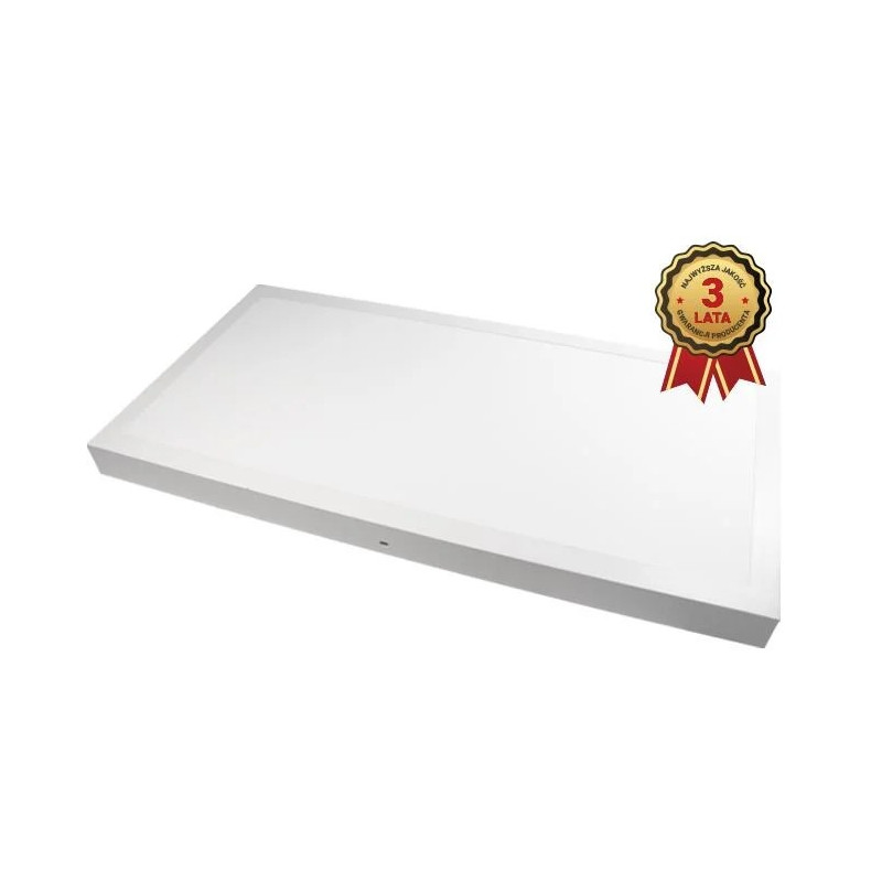 Biały panel LED natynkowy o wymiarach 300x600 mm z gładką powierzchnią i niewielką grubością