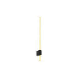 Kinkiet LED czarno-złoty o długości 60 cm, widok z różnych stron