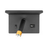 Czarny matowy kinkiet ścienny z regulowanym reflektorem i portami USB