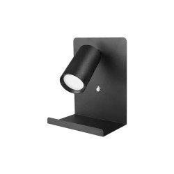Czarny matowy kinkiet LED z regulowanym kloszem i portem USB A