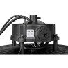 czarna lampa LED High Bay 150W z pierścieniem do zawieszenia, widok z boku i z góry