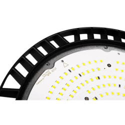 czarna lampa LED High Bay 100W 5000K z oczkiem montażowym i aluminiową obudową
