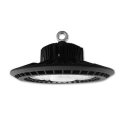 czarna lampa LED High Bay z uchwytem oczkowym widok z boku i z góry