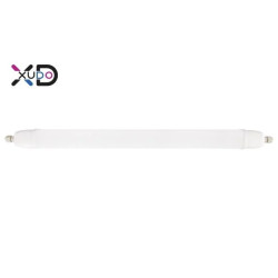 biała lampa LED o smukłym kształcie z zakończeniami do montażu