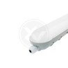 Lampa liniowa LED o wąskim, podłużnym kształcie z białą obudową i przezroczystym kloszem