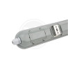 Lampa liniowa LED o wąskim, podłużnym kształcie z białą obudową i przezroczystym kloszem
