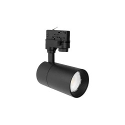 czarny cylindryczny reflektor LED do trójfazowego systemu szynowego z trzonkiem GU10