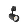czarny cylindryczny reflektor LED do trójfazowego systemu szynowego z trzonkiem GU10