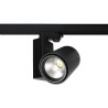 Czarny matowy reflektor LED 30W z modułem LED COB zamontowany na szynie 3-fazowej