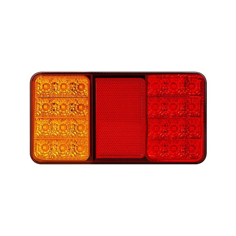Lampa tylna LED 3w1 z czerwonym i pomarańczowym kloszem oraz przewodami do podłączenia