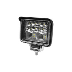 czarna prostokątna lampa LED robocza z aluminiowym uchwytem i kilkoma diodami LED