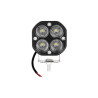 Czarna lampa LED robocza o kompaktowej budowie z czterema diodami LED i uchwytem montażowym