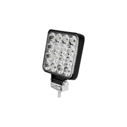 czarna kwadratowa lampa LED robocza z uchwytem montażowym i 16 diodami