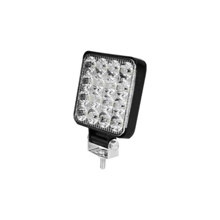czarna kwadratowa lampa LED robocza z uchwytem montażowym i 16 diodami