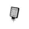 czarna kwadratowa lampa LED robocza z uchwytem montażowym i 16 diodami
