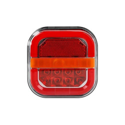 Lampa tylna LED 27W z czerwonym, pomarańczowym i białym kloszem, kabel z przewodami, obudowa czarna