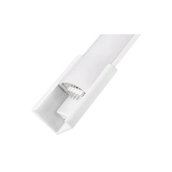 Biała narożna lampa podłogowa LED 140 cm o smukłej konstrukcji