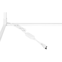 Biała narożna lampa podłogowa LED 140 cm o smukłej konstrukcji
